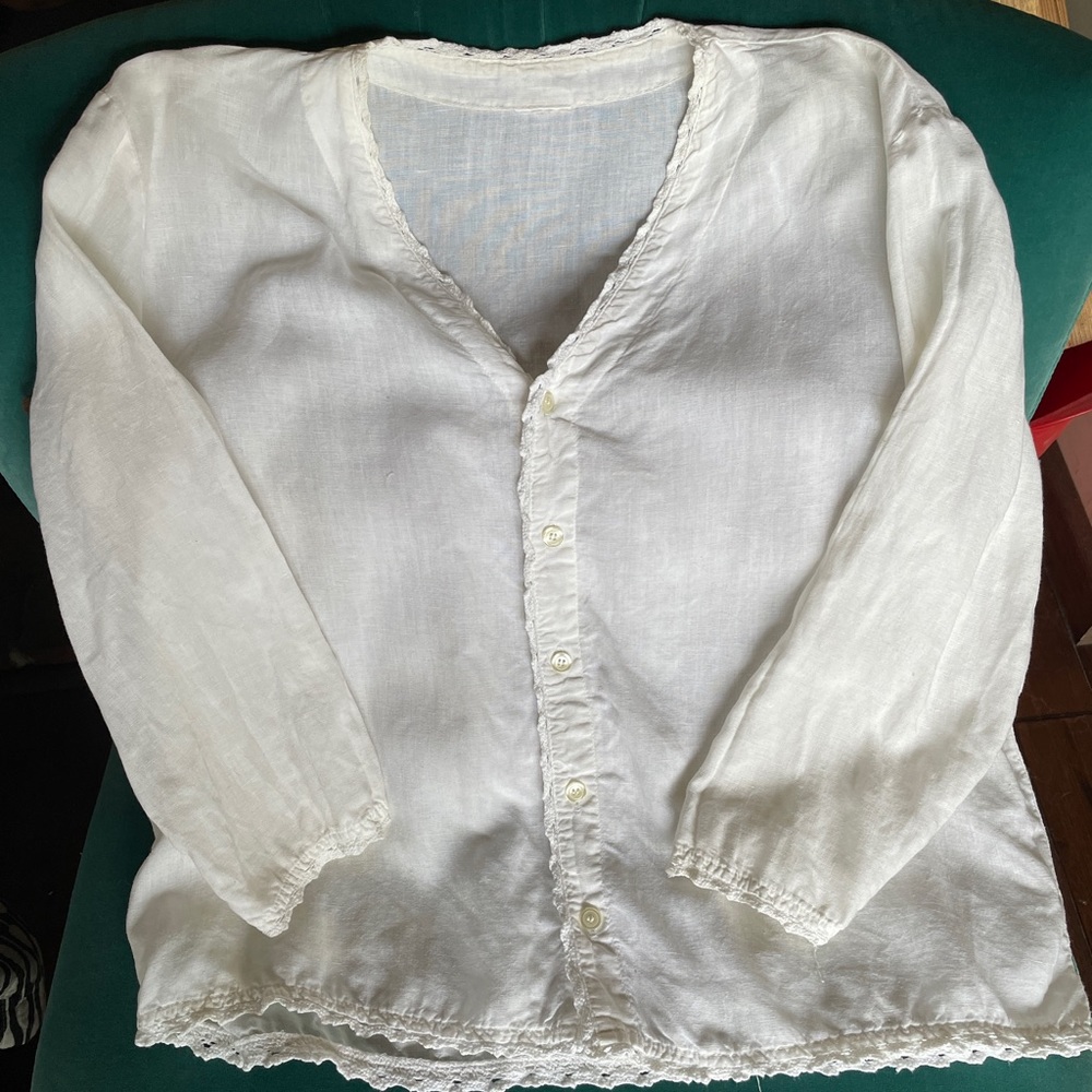 white linen cut loose blouse (no tags)